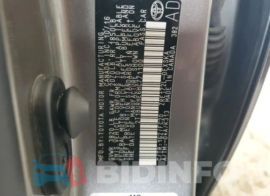 2T1BURHE6HC771100 Photo# 13