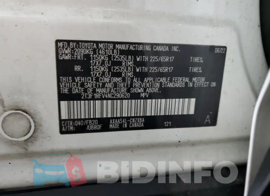 2T3F1RFV4NC290620 Photo# 12