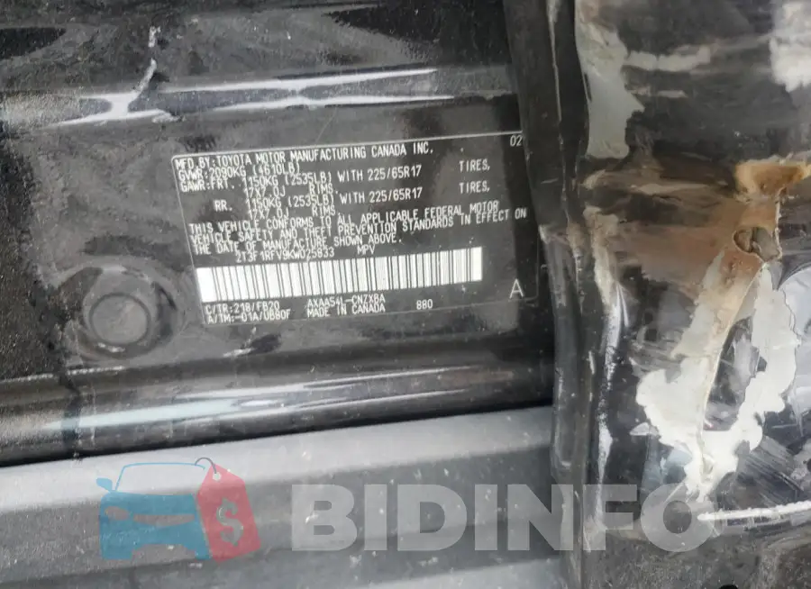 2T3F1RFV9KW025833 Photo# 13