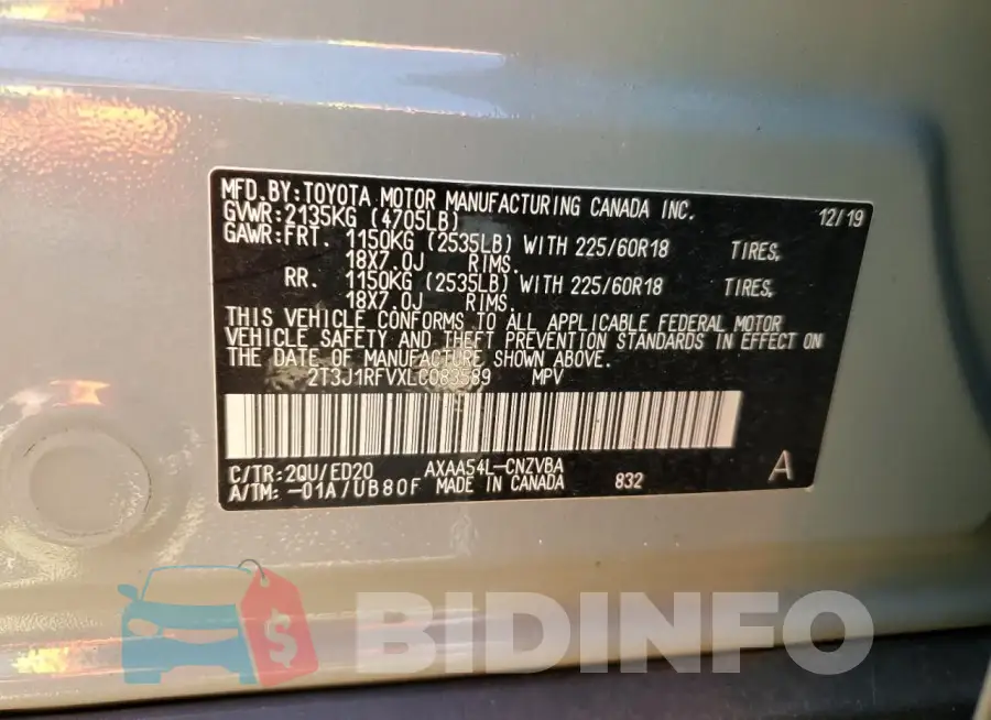 2T3J1RFVXLC083589 Photo# 12