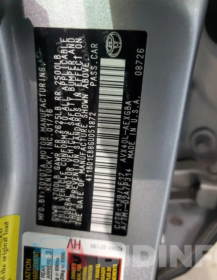 4T1BD1EB8GU051872 Photo# 12
