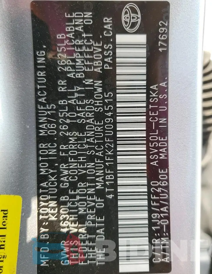 4T1BF1FK2FU094515 Photo# 12