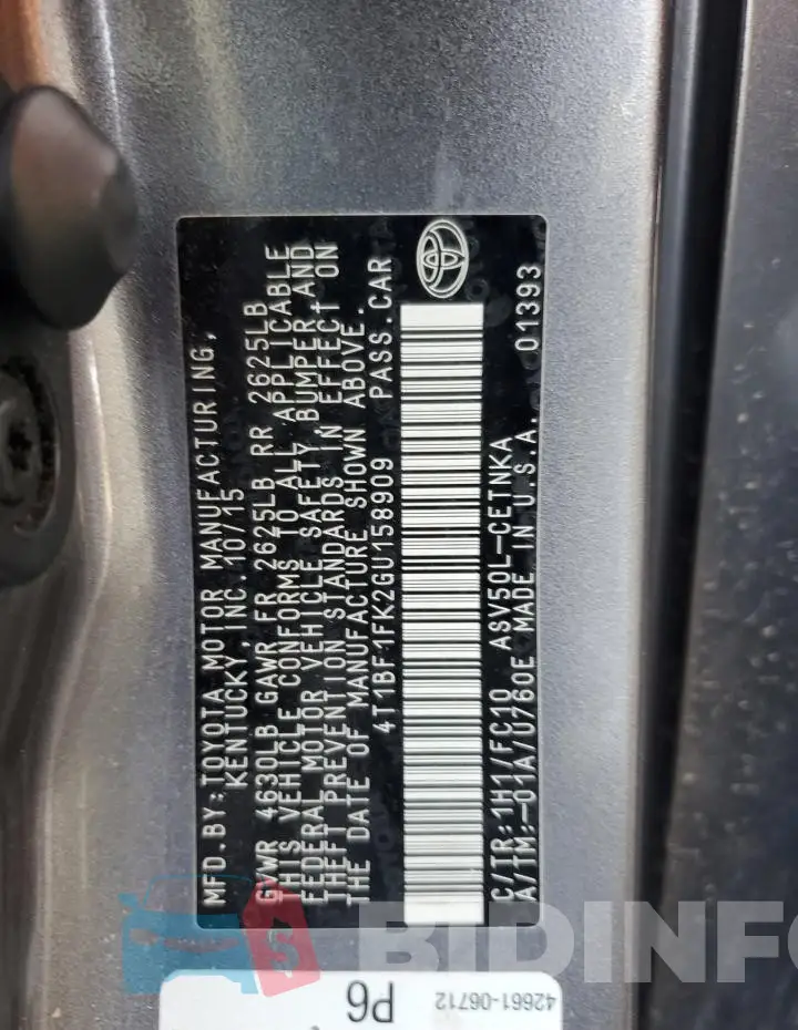 4T1BF1FK2GU158909 Photo# 13