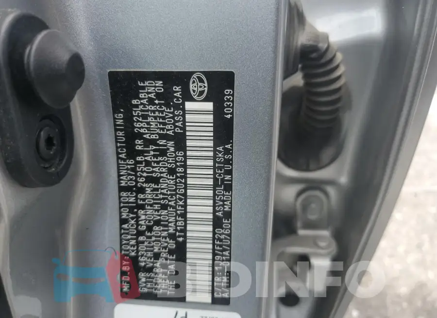 4T1BF1FK7GU218196 Photo# 12