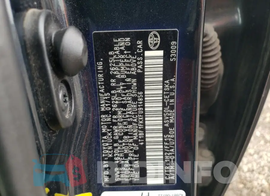 4T1BF1FKXFU914856 Photo# 12