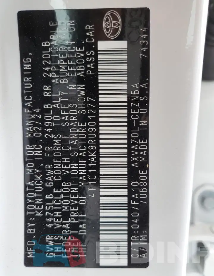 4T1C11AK8RU901277 Photo# 12