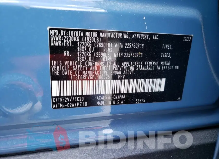 4T3E6RFV6PU106325 Photo# 13