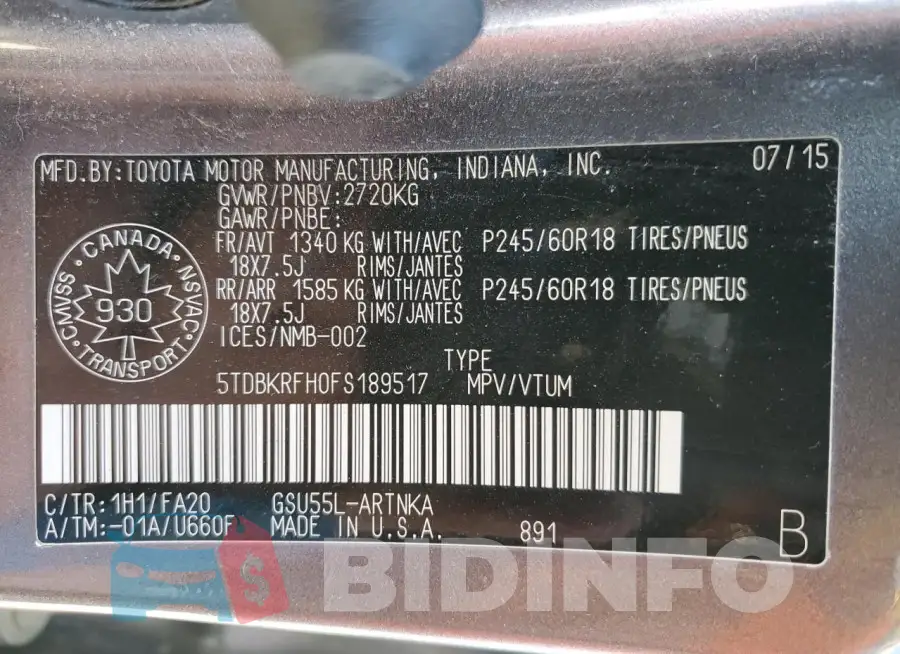 5TDBKRFH0FS189517 Photo# 14