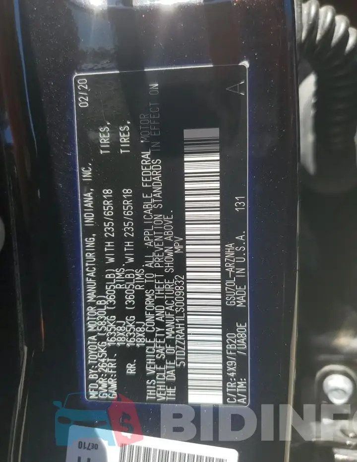 5TDZZRAH1LS009832 Photo# 13