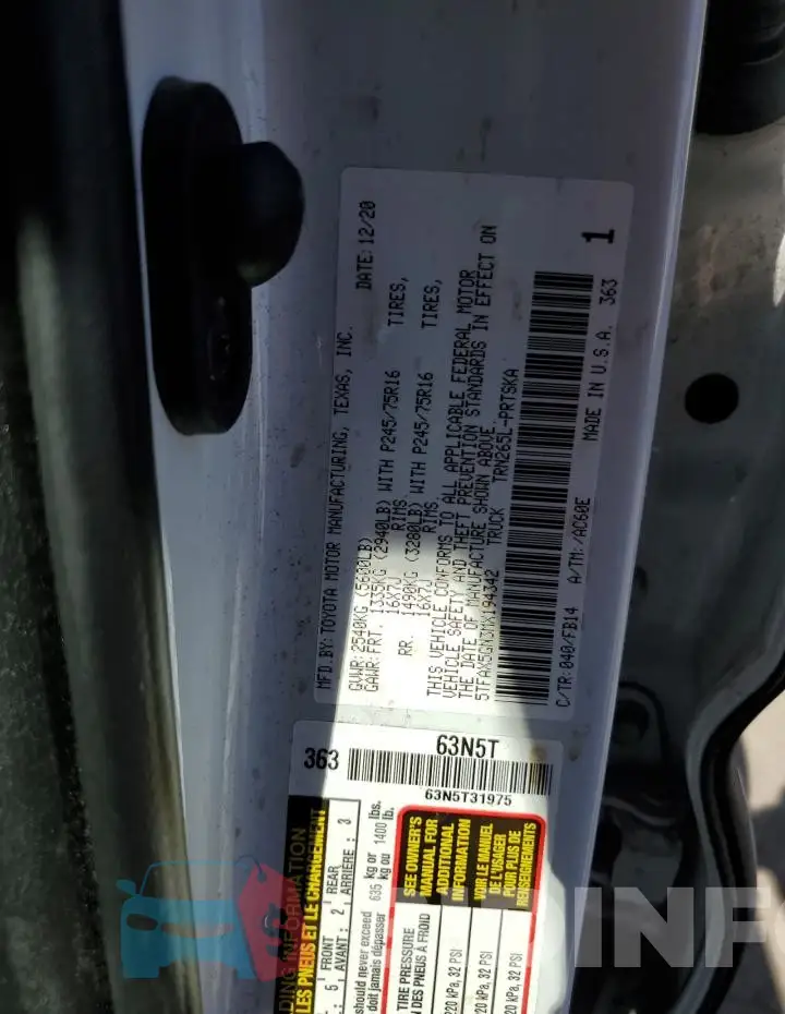 5TFAX5GN3MX194342 Photo# 13