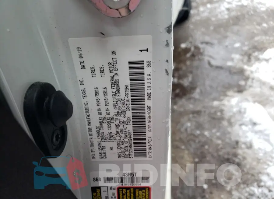 5TFDZ5BN2KX044007 Photo# 12
