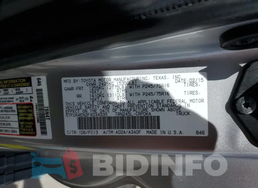 5TFUX4EN2FX034935 Photo# 12