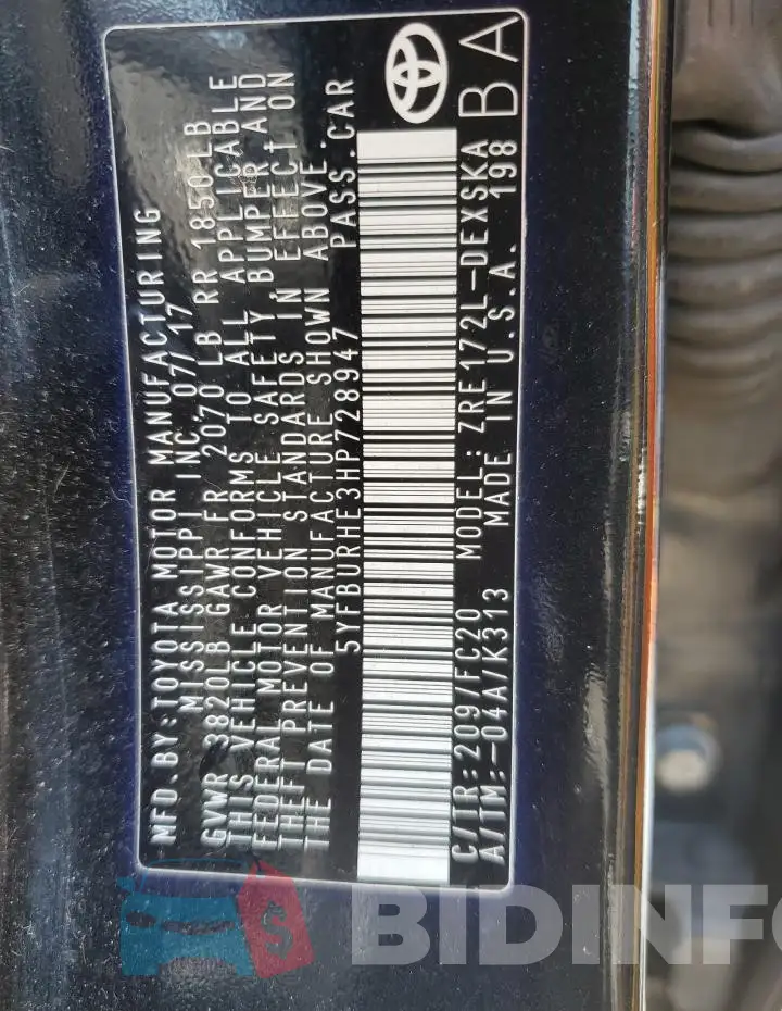 5YFBURHE3HP728947 Photo# 12
