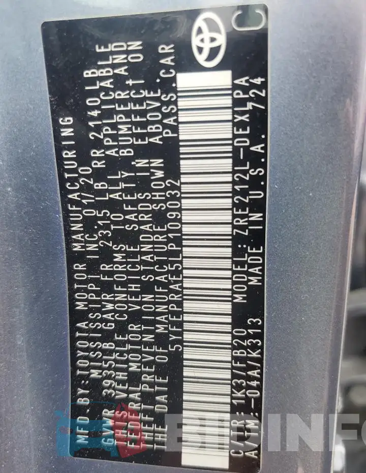 5YFEPRAE5LP109032 Photo# 12
