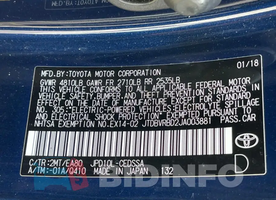 JTDBVRBD2JA003881 Photo# 10