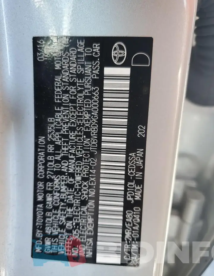 JTDBVRBD9GA000663 Photo# 13