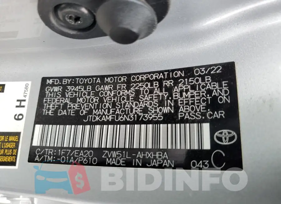 JTDKAMFU6N3173955 Photo# 12