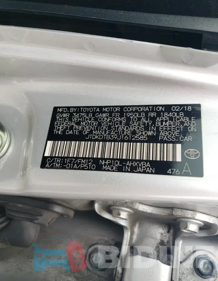JTDKDTB39J1612585 Photo# 12