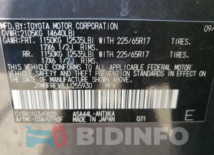 JTMBFREV8JJ255930 Photo# 13