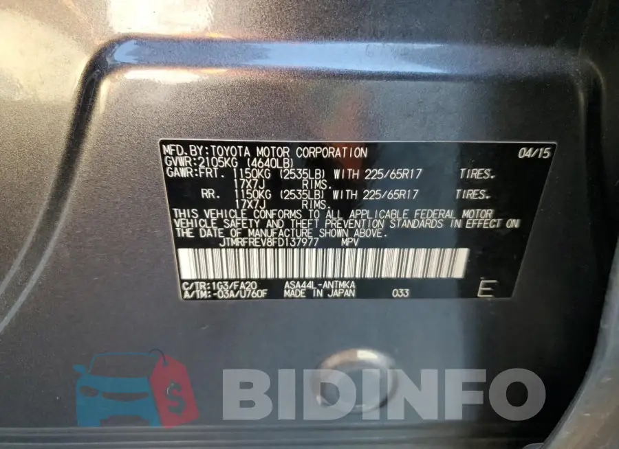 JTMRFREV8FD137977 Photo# 13
