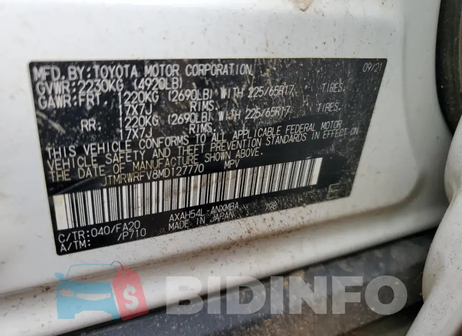 JTMRWRFV8MD127770 Photo# 13