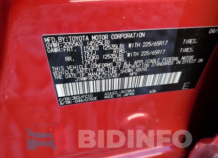 JTMWFREV3HJ137487 Photo# 13