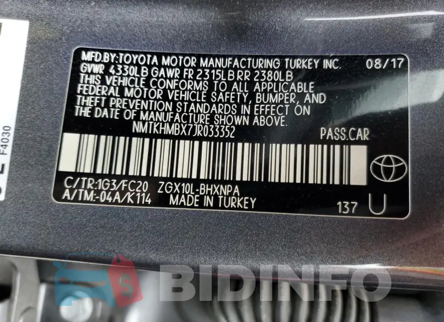 NMTKHMBX7JR033352 Photo# 13