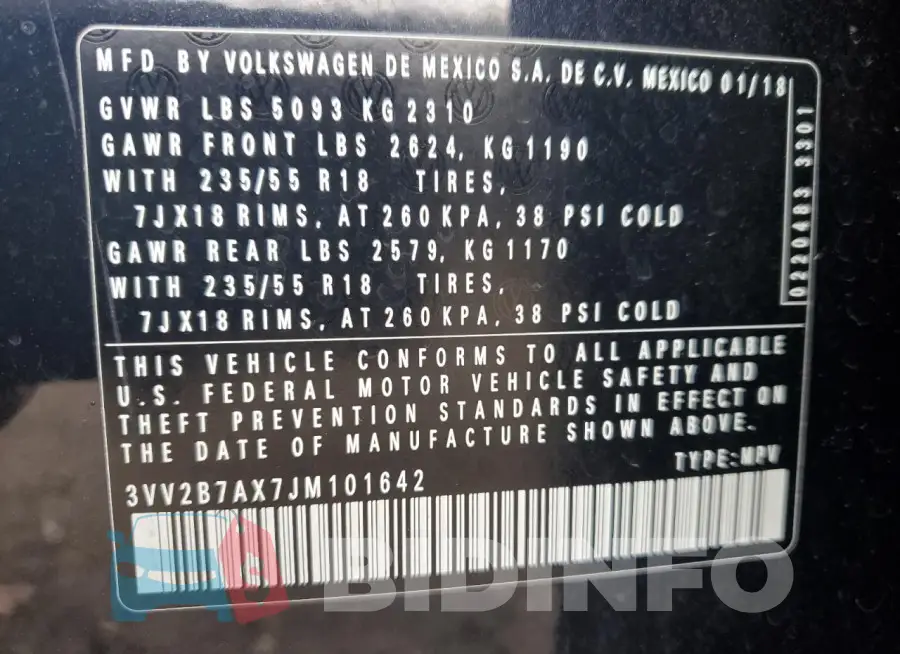 3VV2B7AX7JM101642 Photo# 13