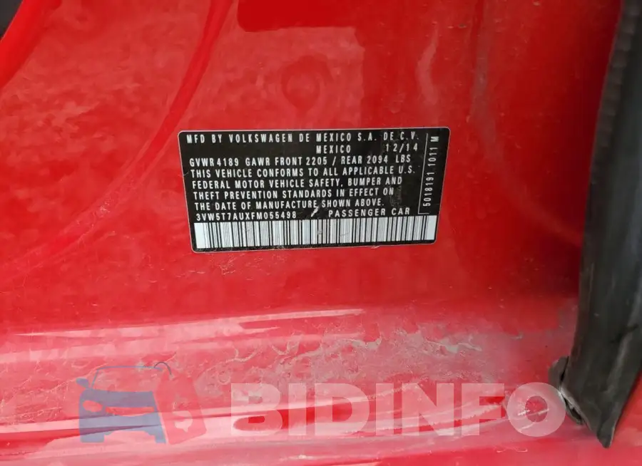 3VW5T7AUXFM055498 Photo# 12