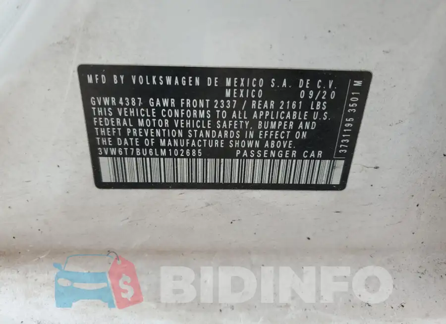 3VW6T7BU6LM102685 Photo# 13