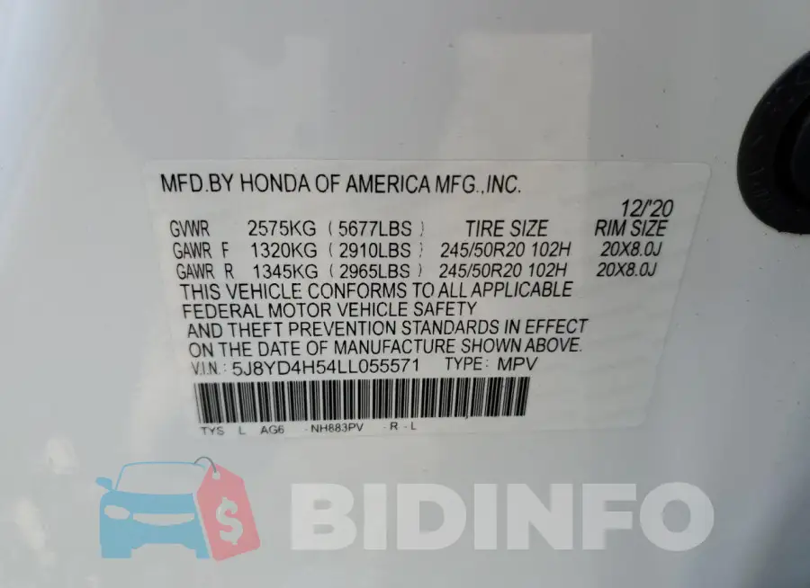 5J8YD4H54LL055571 Photo# 14