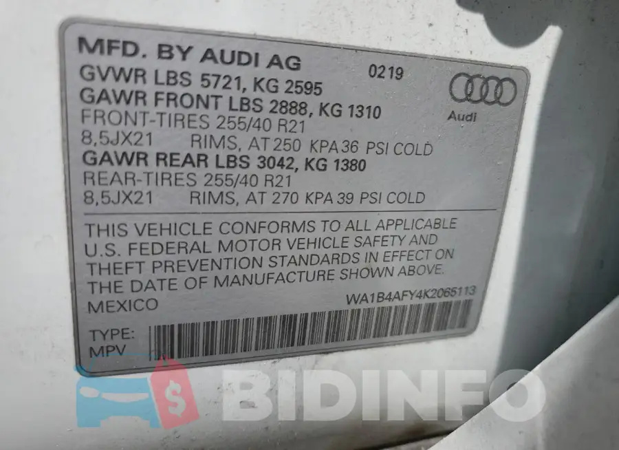 WA1B4AFY4K2065113 Photo# 14