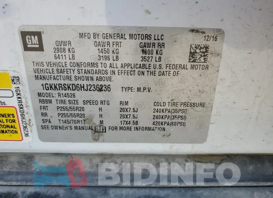1GKKRSKD6HJ236236 Photo# 13