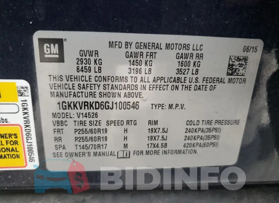 1GKKVRKD6GJ100546 Photo# 13