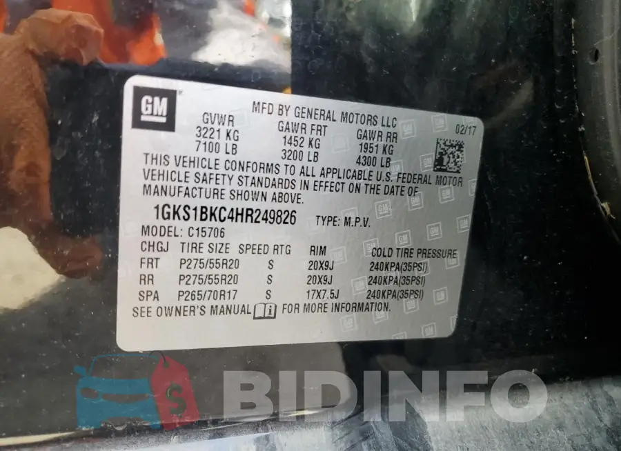 1GKS1BKC4HR249826 Photo# 13