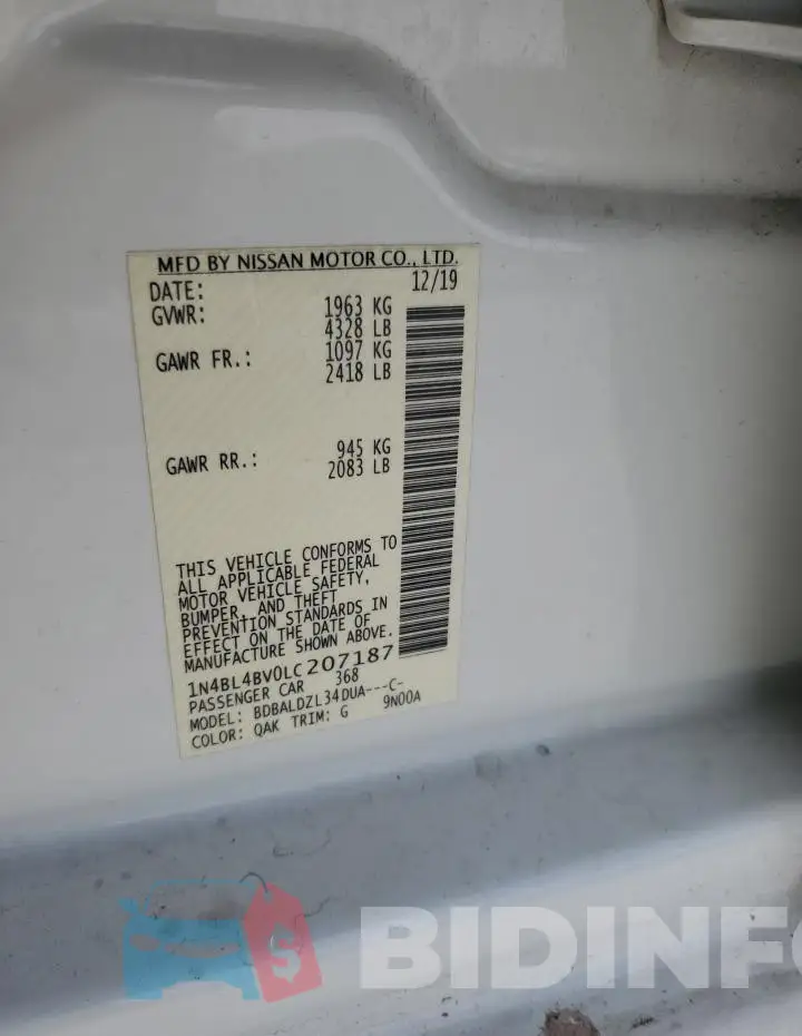 1N4BL4BV0LC207187 Photo# 12