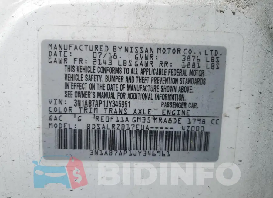3N1AB7AP1JY346961 Photo# 13
