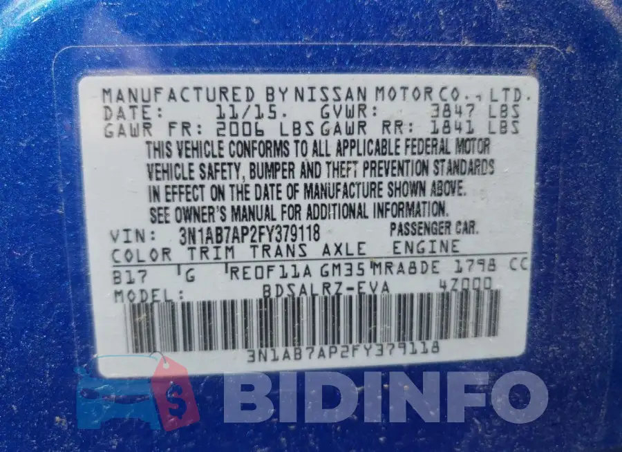 3N1AB7AP2FY379118 Photo# 12
