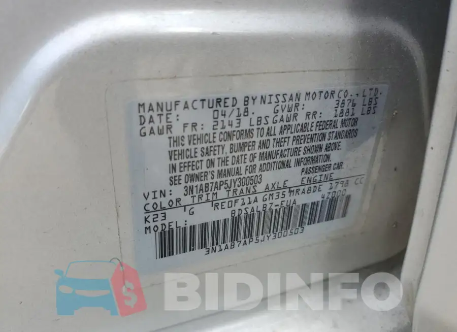 3N1AB7AP5JY300503 Photo# 12