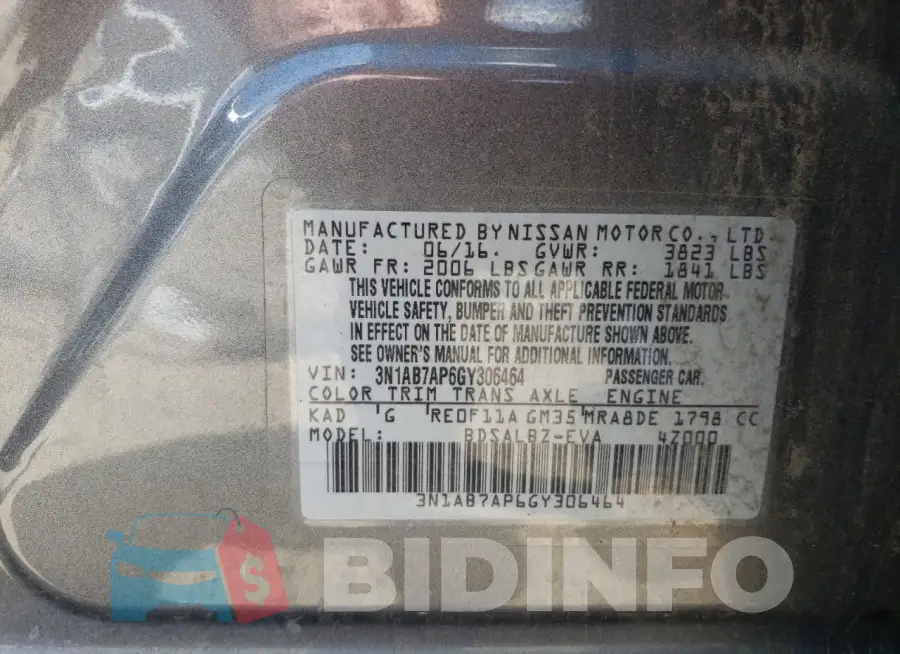 3N1AB7AP6GY306464 Photo# 12