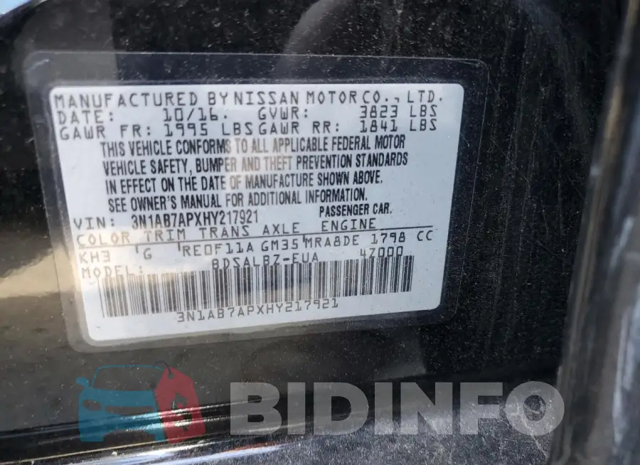 3N1AB7APXHY217921 Photo# 12