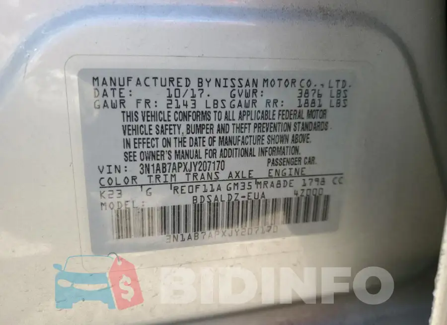 3N1AB7APXJY207170 Photo# 13