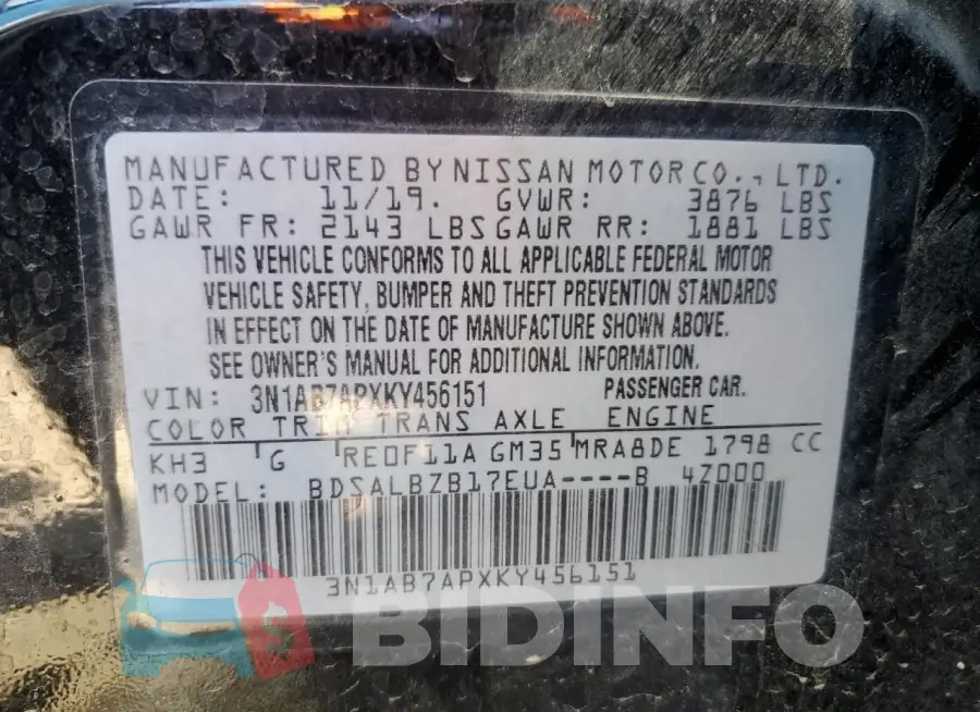 3N1AB7APXKY456151 Photo# 12