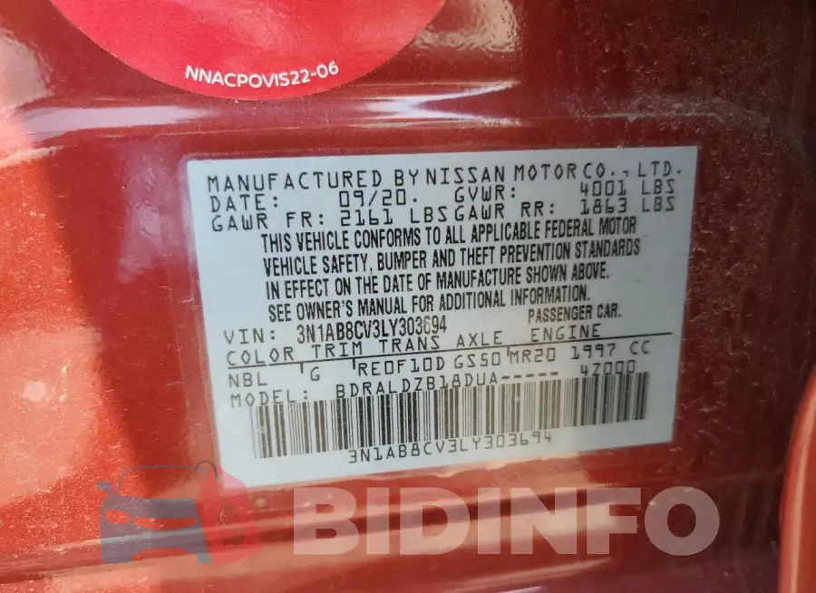 3N1AB8CV3LY303694 Photo# 12