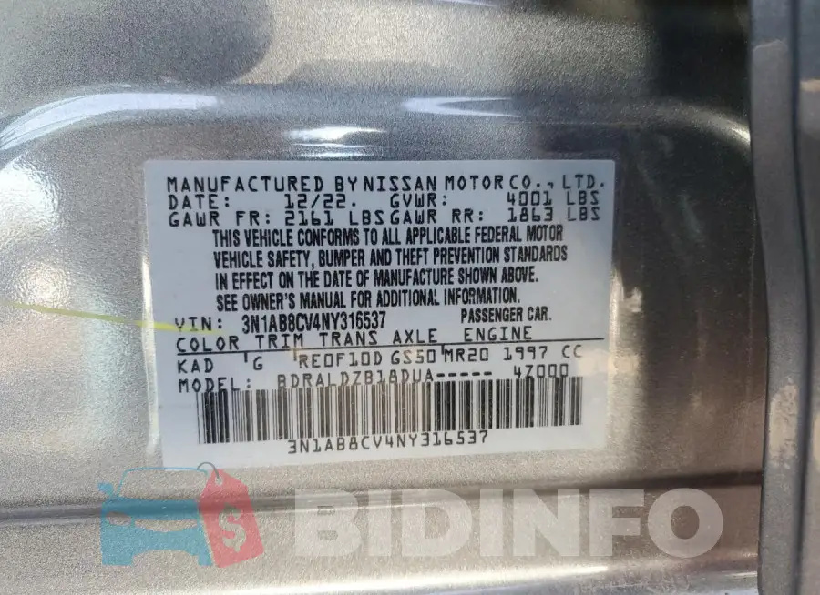 3N1AB8CV4NY316537 Photo# 12