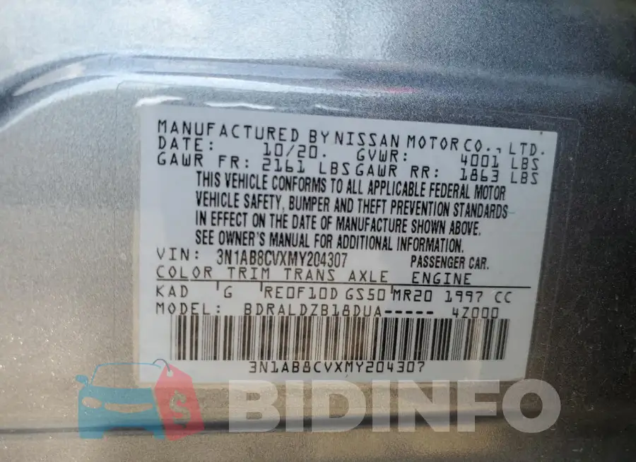 3N1AB8CVXMY204307 Photo# 12