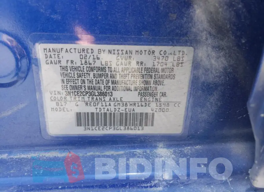 3N1CE2CP3GL386013 Photo# 12