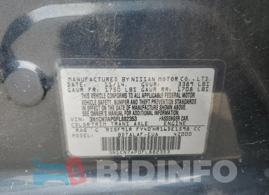 3N1CN7AP0FL882353 Photo# 12