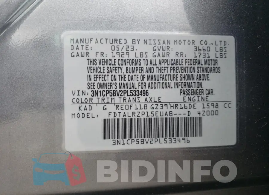3N1CP5BV2PL533496 Photo# 12