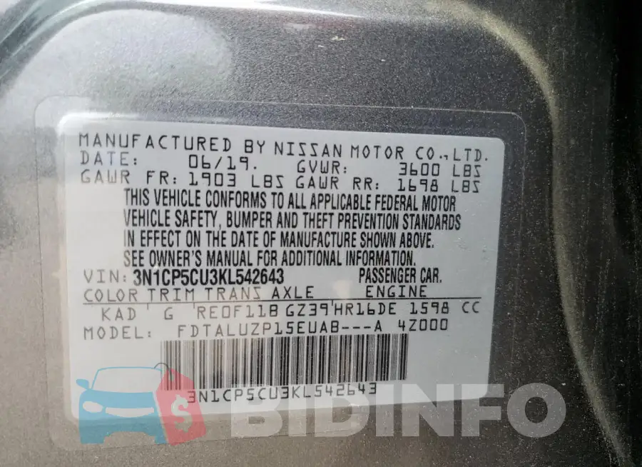 3N1CP5CU3KL542643 Photo# 12